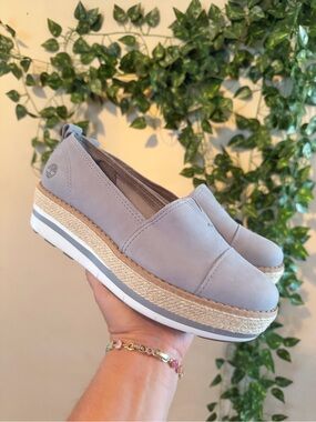 Timberland Women's Light gray Leather Slip-On platforms